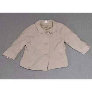David N Petites Linen Blend Button Up Blazer Jacket Womens Size PS Ivory...